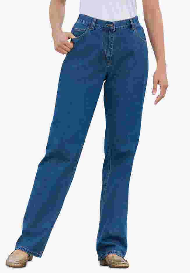 Womens Plus-Size Perfect All-Cotton Back-Elastic Denim Jeans image number 1