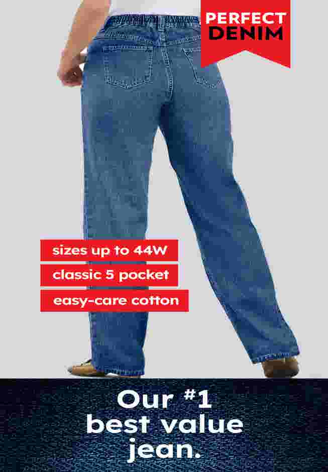 Womens Plus-Size Perfect All-Cotton Back-Elastic Denim Jeans image number 3