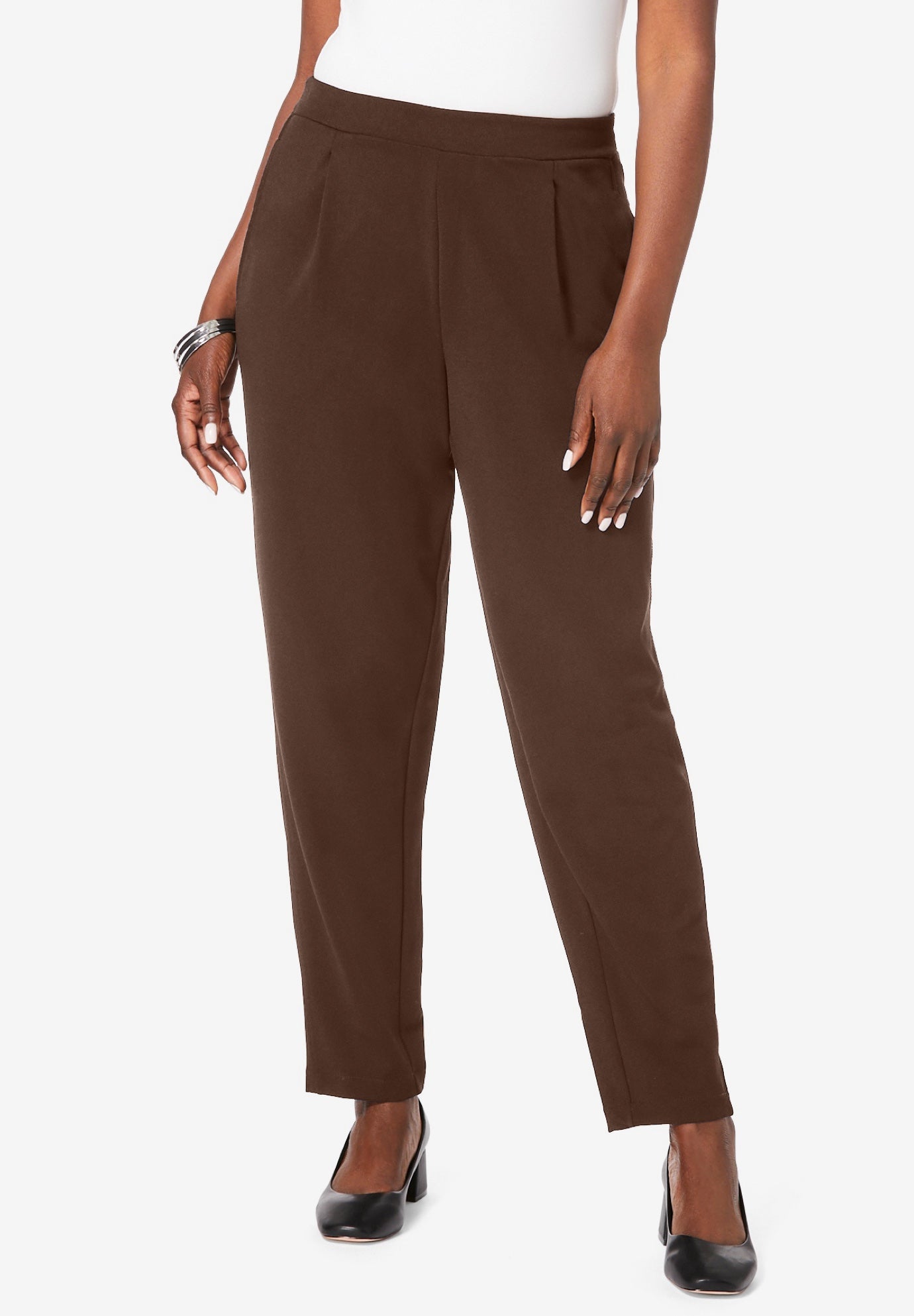 Stretch Knit Crepe Straight Leg Pants image number 0