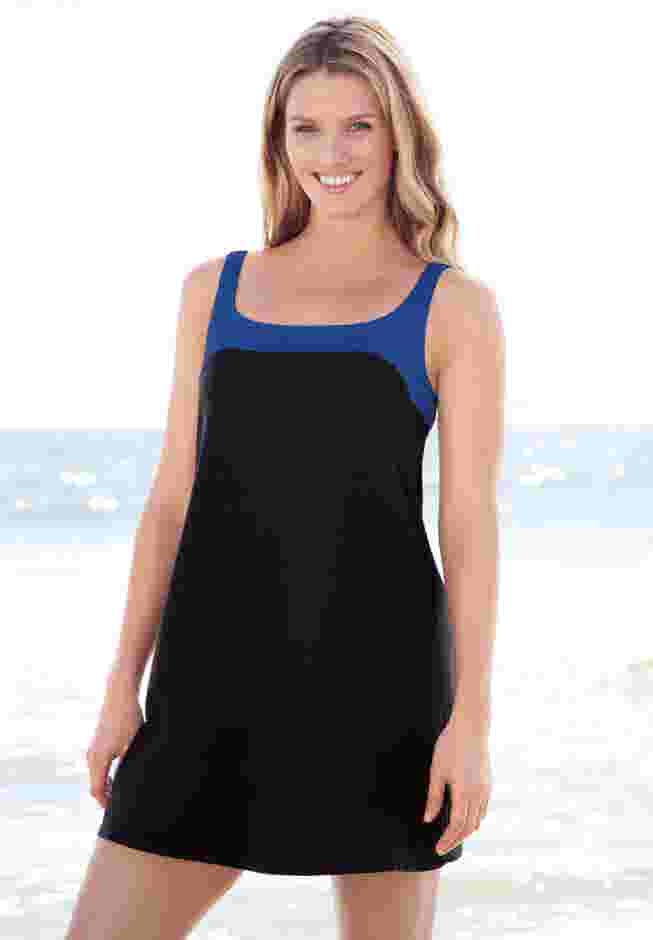 Two-Piece Colorblock Swim Dress image number 0