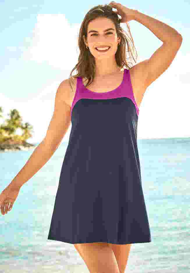 Two-Piece Colorblock Swim Dress image number 0