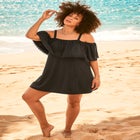 Laser-Cut Off-The-Shoulder Swim Dress image number null
