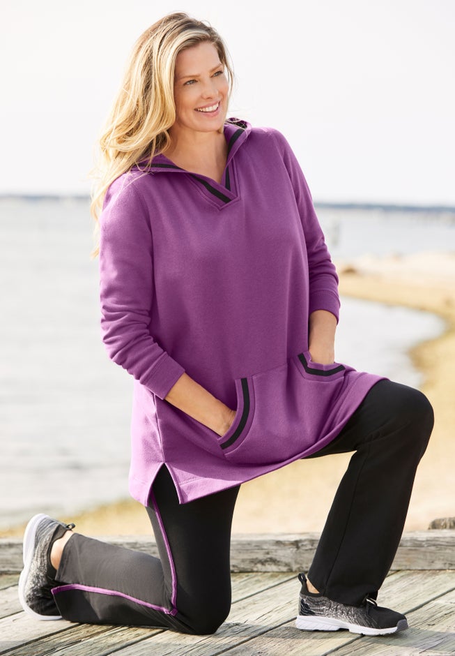 V-NECK HOODIE SWEATSHIRT image number 7