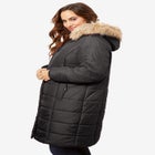 Plus Size Knee Length Puffer Coat image number null