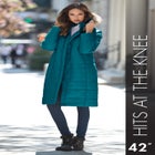 Plus Size Knee Length Puffer Coat image number null