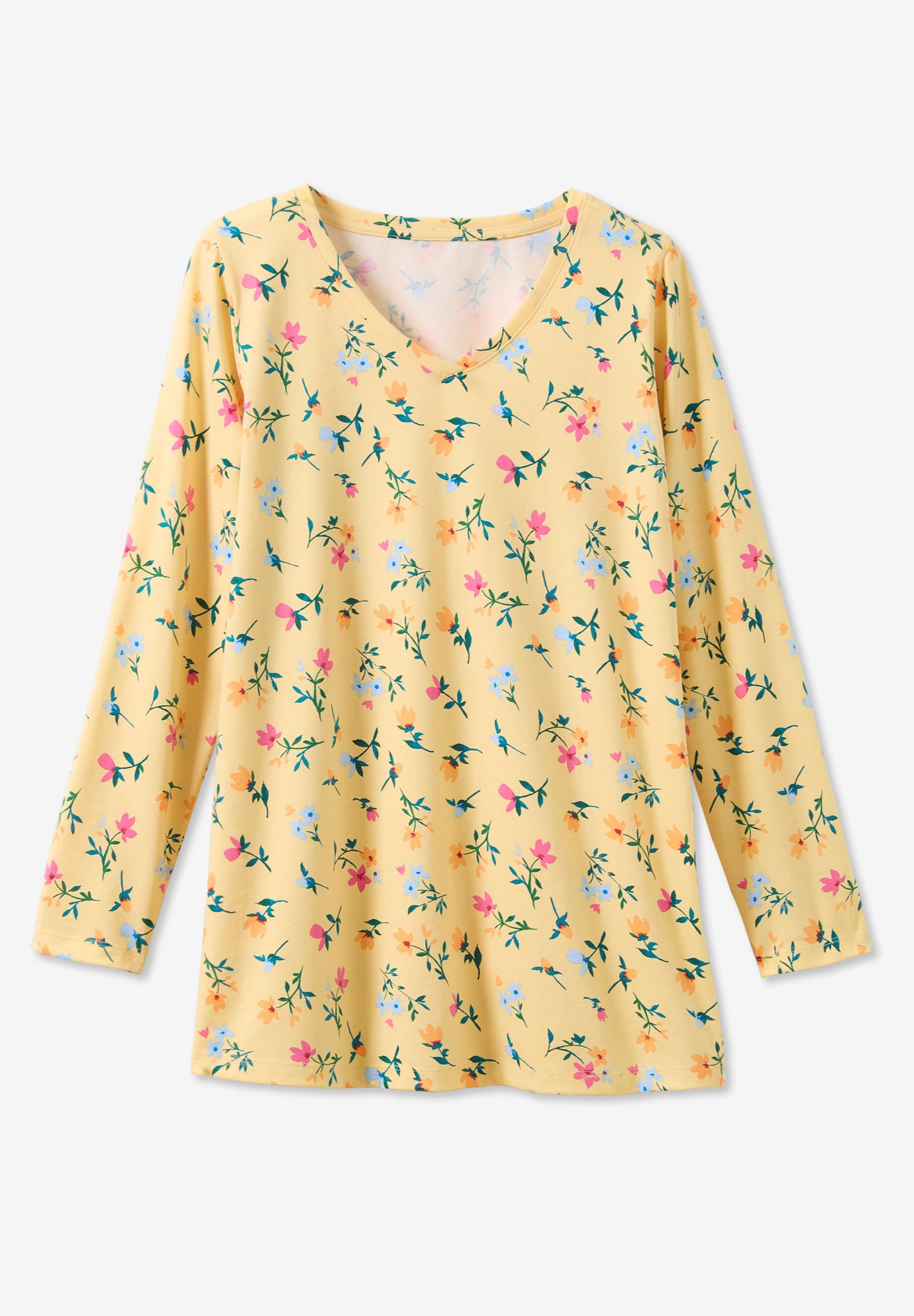 Perfect Printed Long-Sleeve V-Neck Tee image number 1