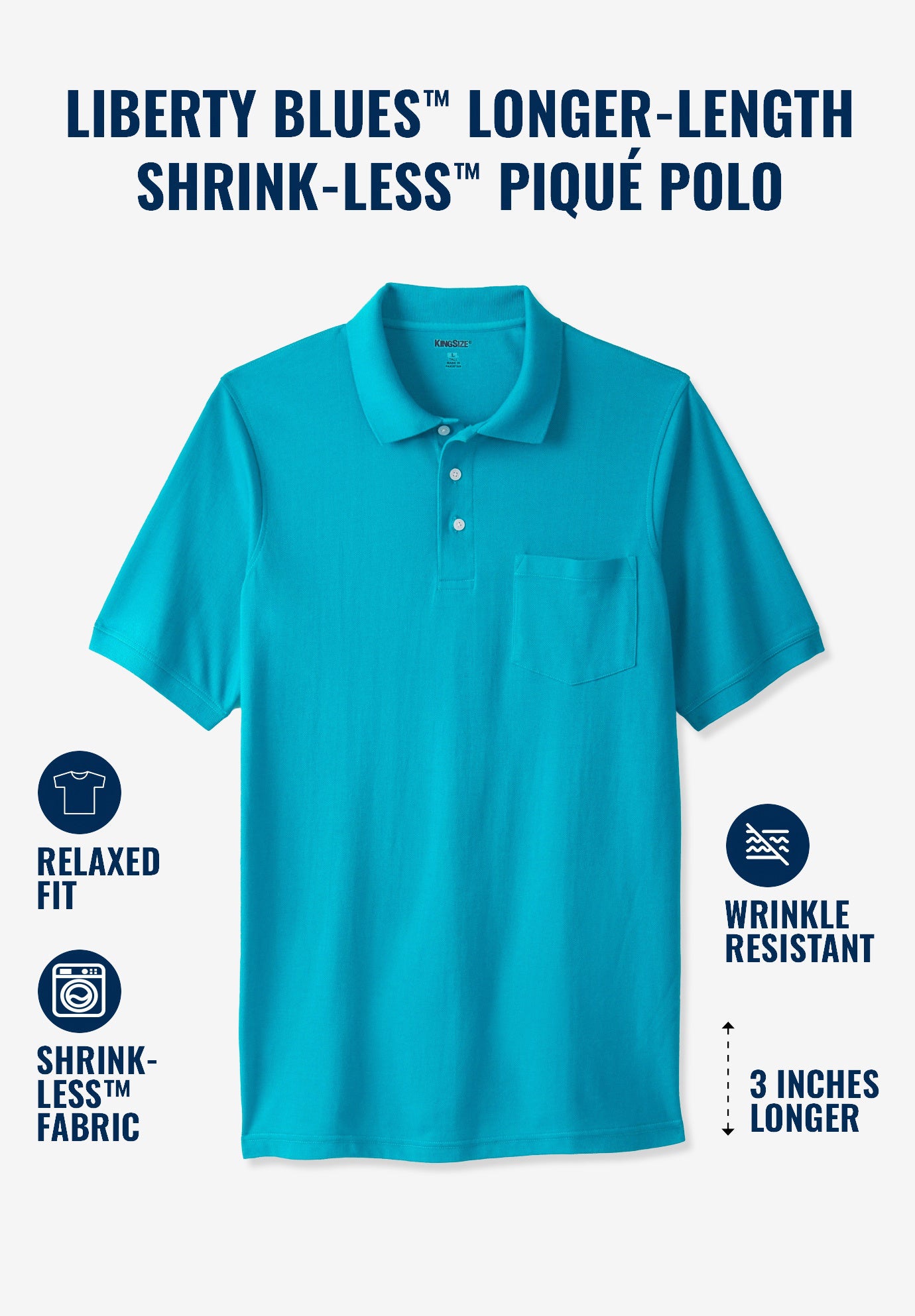 Longer-Length Shrink-Less&trade; Cotton Polo image number 1