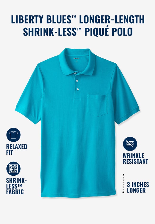 Longer-Length Shrink-Less&trade; Cotton Polo image number 1