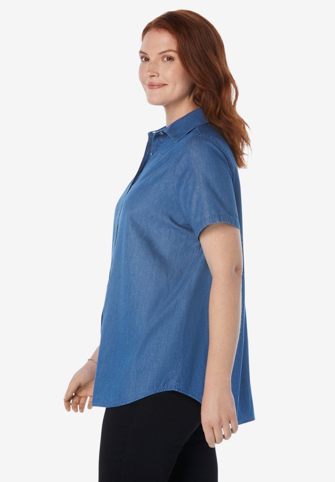 Short-Sleeve Denim Shirt image number 2