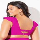 Tie Front Cup Sized Cap Sleeve Underwire Bikini Top image number null