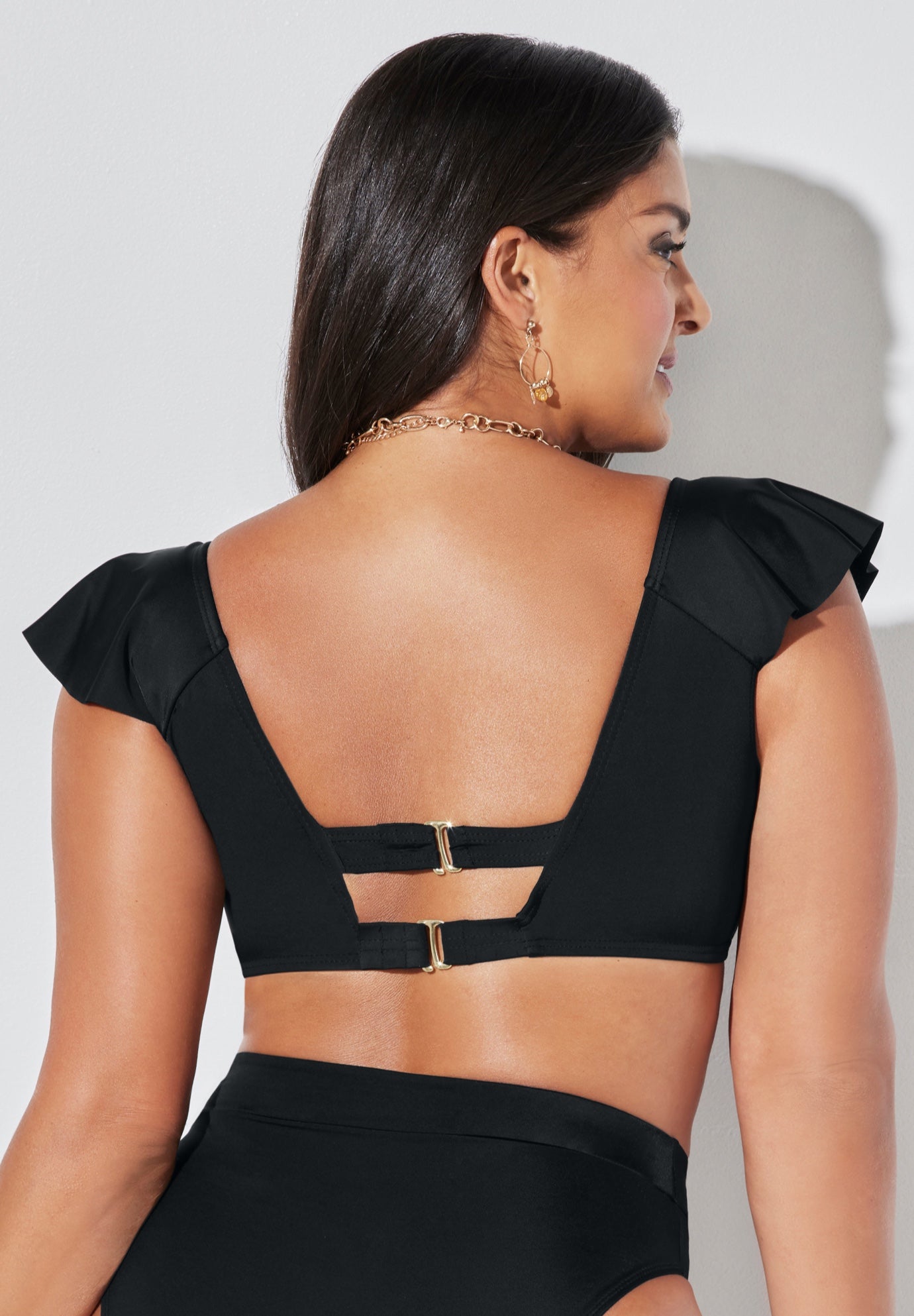 Tie Front Cup Sized Cap Sleeve Underwire Bikini Top image number 1