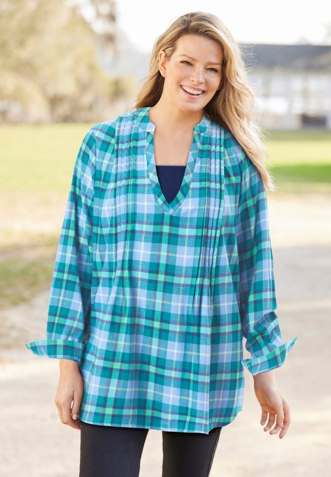 Flannel Tunic With Layered Look image number 2