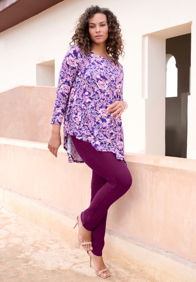 Plus Size Boatneck Swing Ultra Drape Tunic Top image number 1