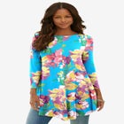 Plus Size Boatneck Swing Ultra Drape Tunic Top image number null