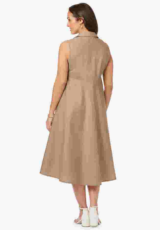 Stretch Cotton Sleeveless Shirtdress image number 1