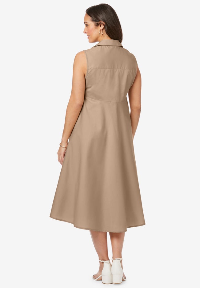 Stretch Cotton Sleeveless Shirtdress image number null