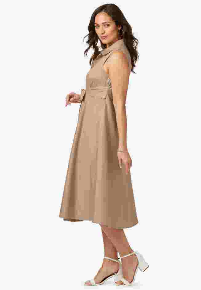Stretch Cotton Sleeveless Shirtdress image number 2