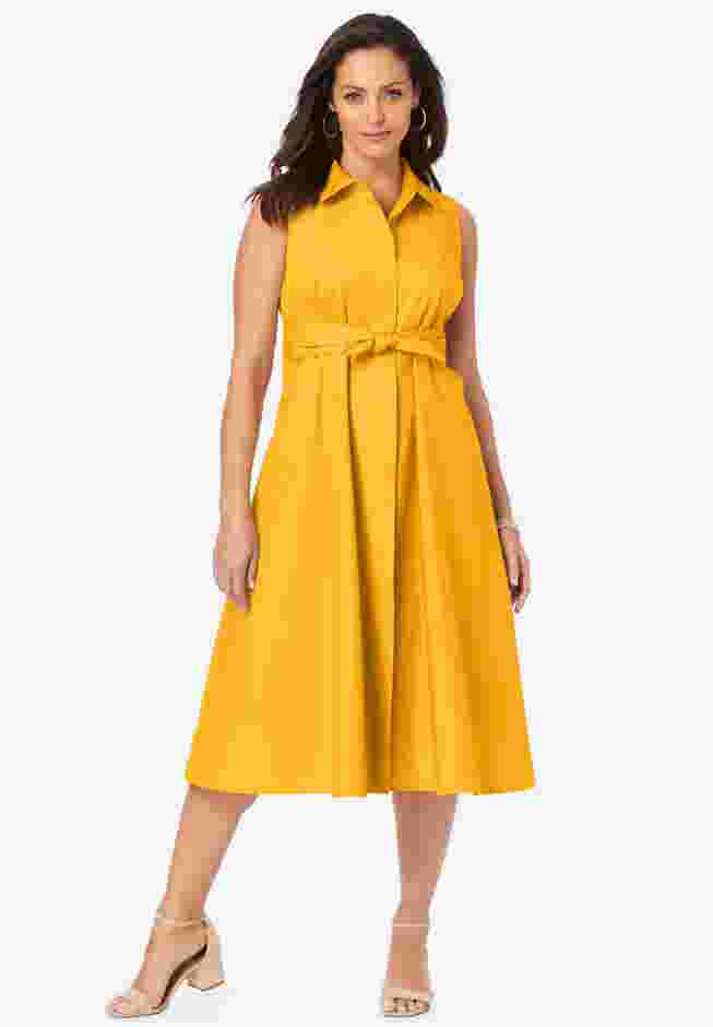 Stretch Cotton Sleeveless Shirtdress image number 0