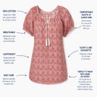 A-Line Scoop Neck Ruffle Trim 100% Cotton Cambric Peasant Blouse image number 2