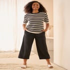 Linen-Blend Drawstring Elastic Waist Relaxed Fit Capris image number 0