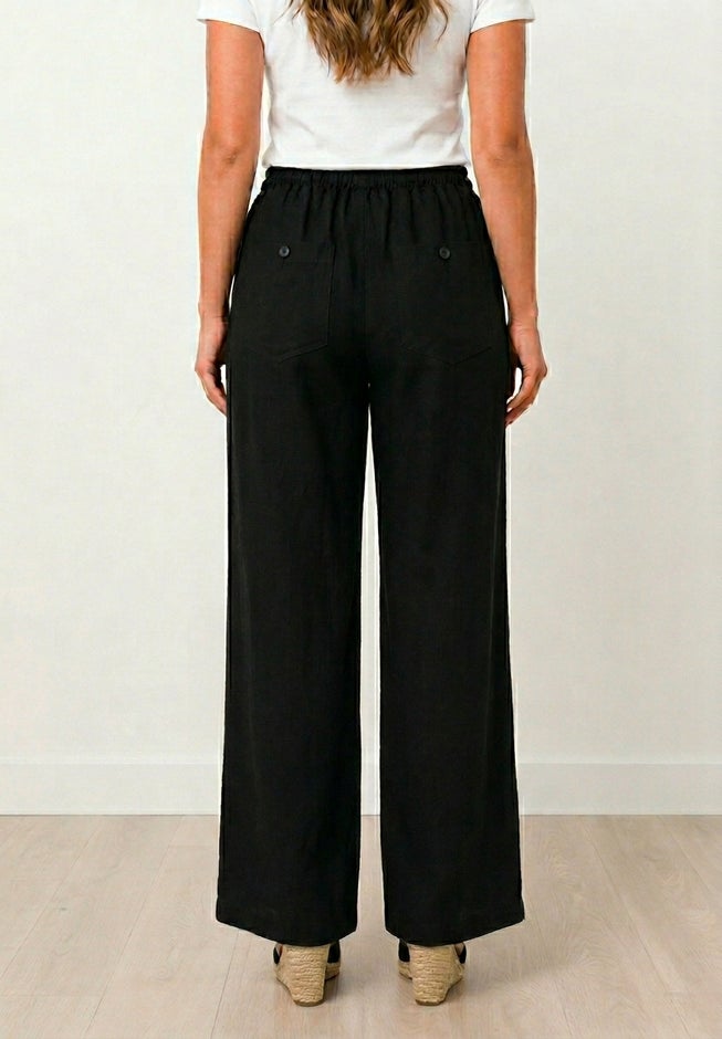 Linen-Blend Elastic Waist Drawstring Relaxed Pant image number 1