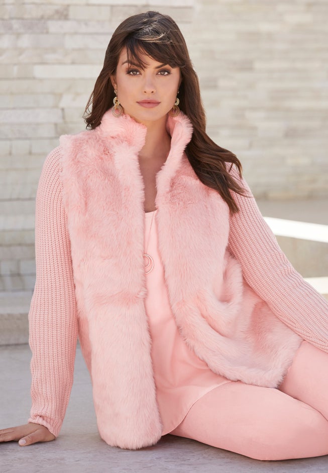 Faux Fur Cardigan Sweater image number 2