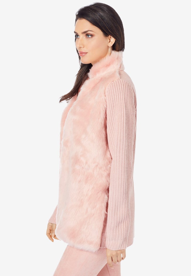 Faux Fur Cardigan Sweater image number 6