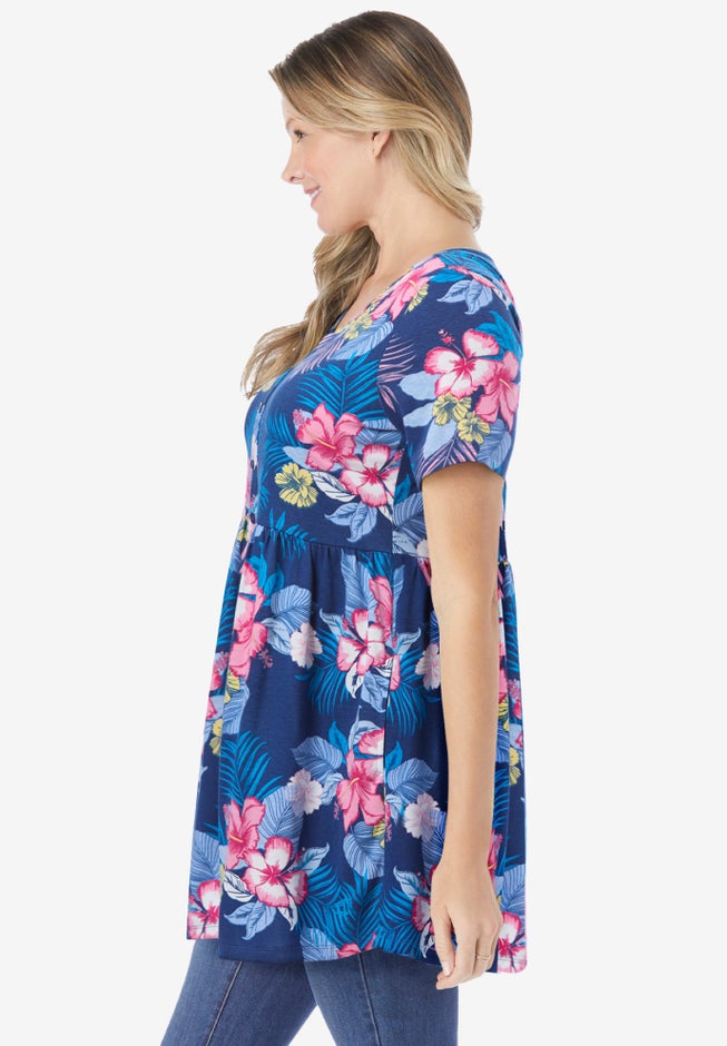 Short-Sleeve Empire Waist Tunic image number 2