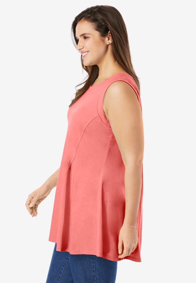 Sleeveless Fit-And-Flare Tunic Top image number 2