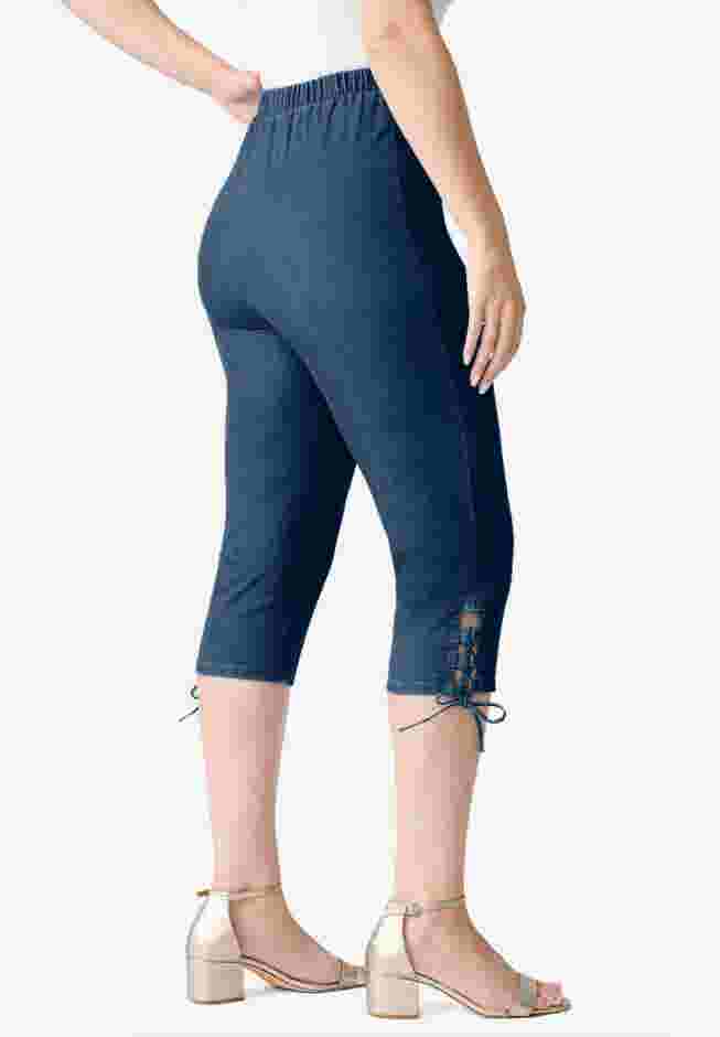 Comfort Stretch Lace Up Capri Jean image number 2