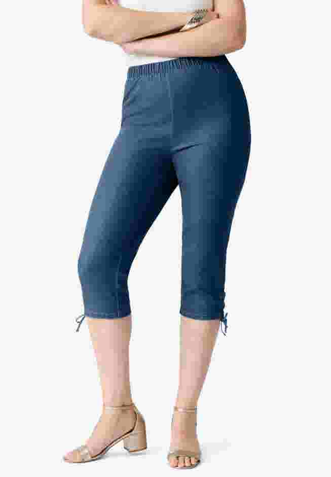 Comfort Stretch Lace Up Capri Jean image number 0