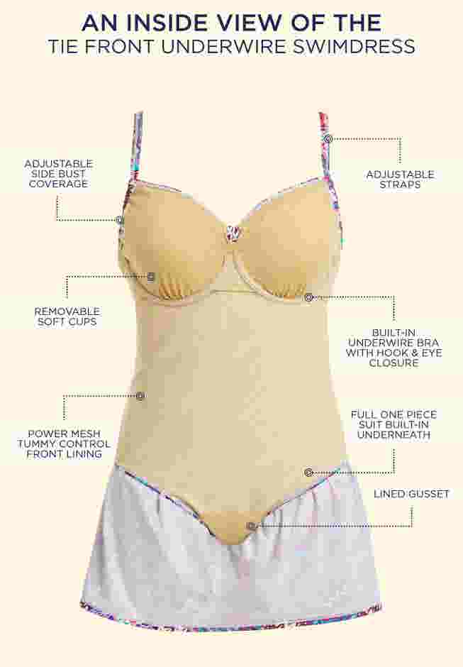 Cup Sized Tie Front Underwire Swimdress image number 3