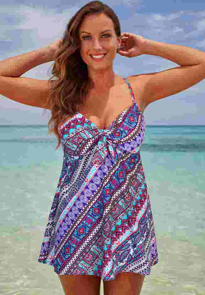 Cup Sized Tie Front Underwire Swimdress image number 0