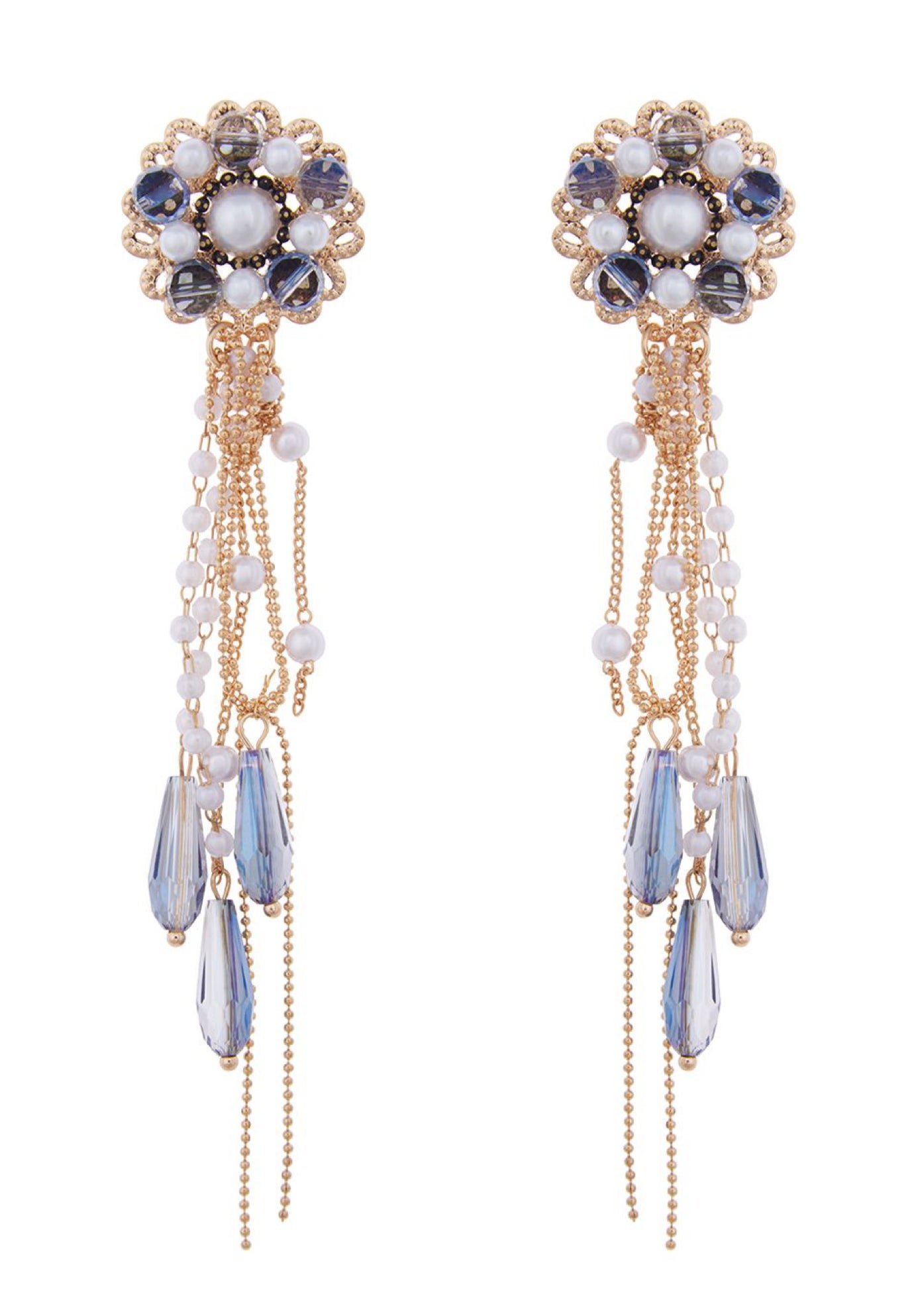 Cascading Chain and Gem Earrings image number 0
