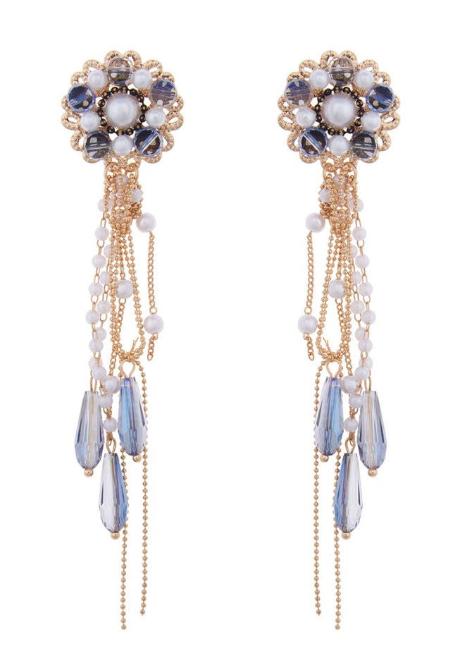Cascading Chain and Gem Earrings image number 0