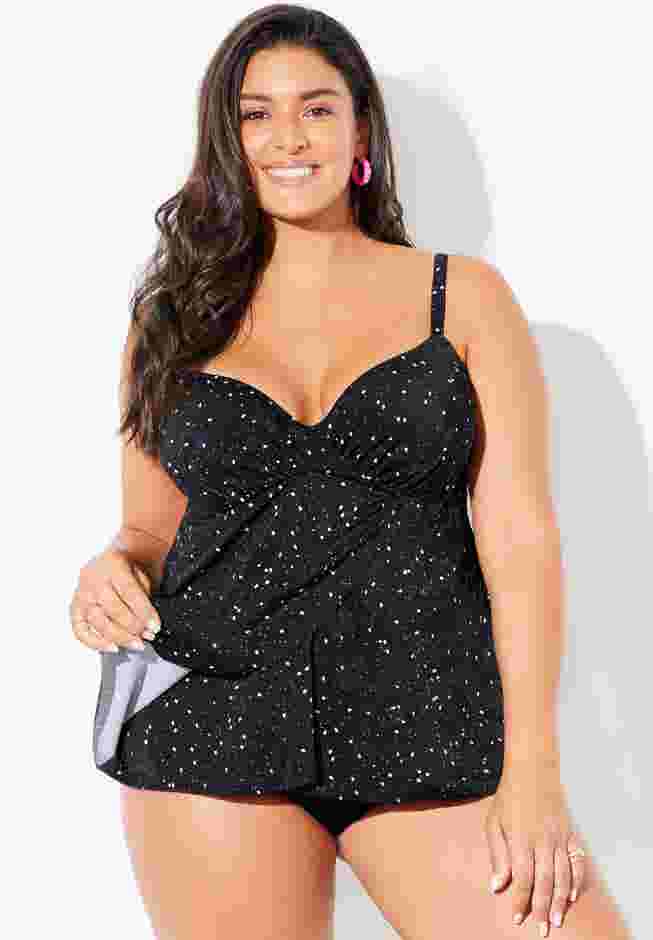 Bra Sized Faux Flyaway Underwire Tankini Top image number 3
