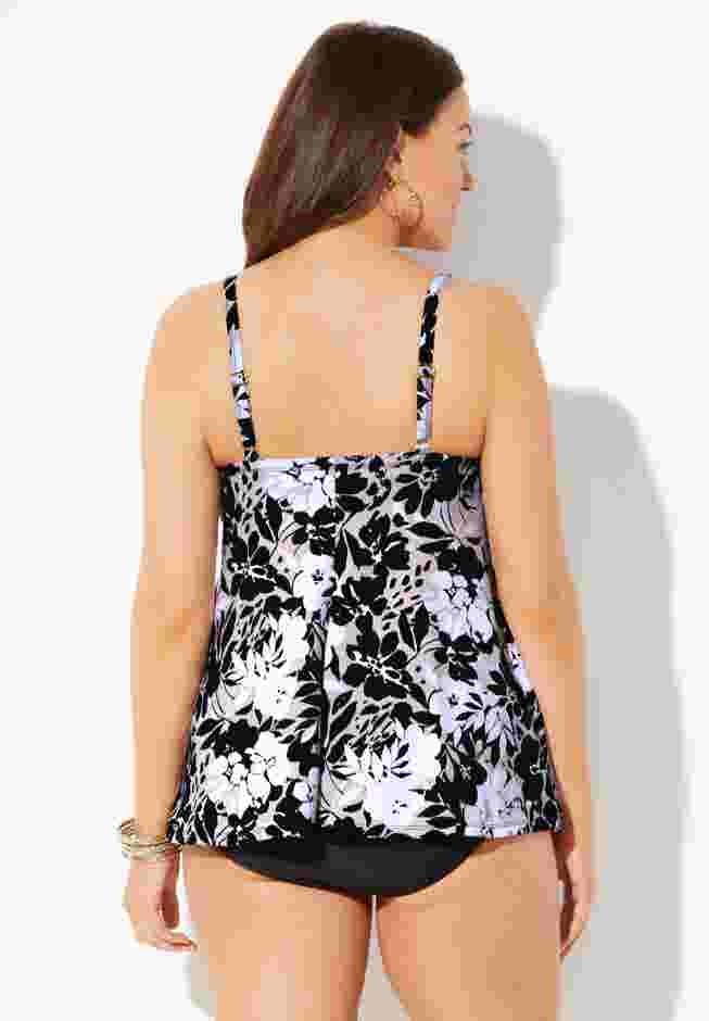 Bra Sized Faux Flyaway Underwire Tankini Top image number 1