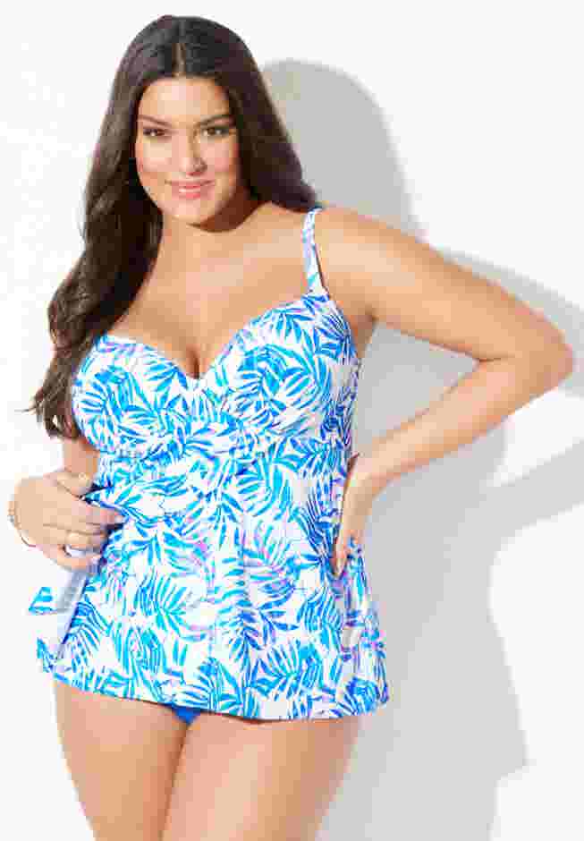 Bra Sized Faux Flyaway Underwire Tankini Top image number 5