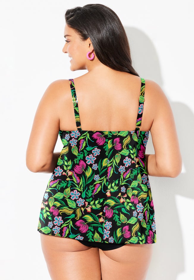 Bra Sized Faux Flyaway Underwire Tankini Top image number 1