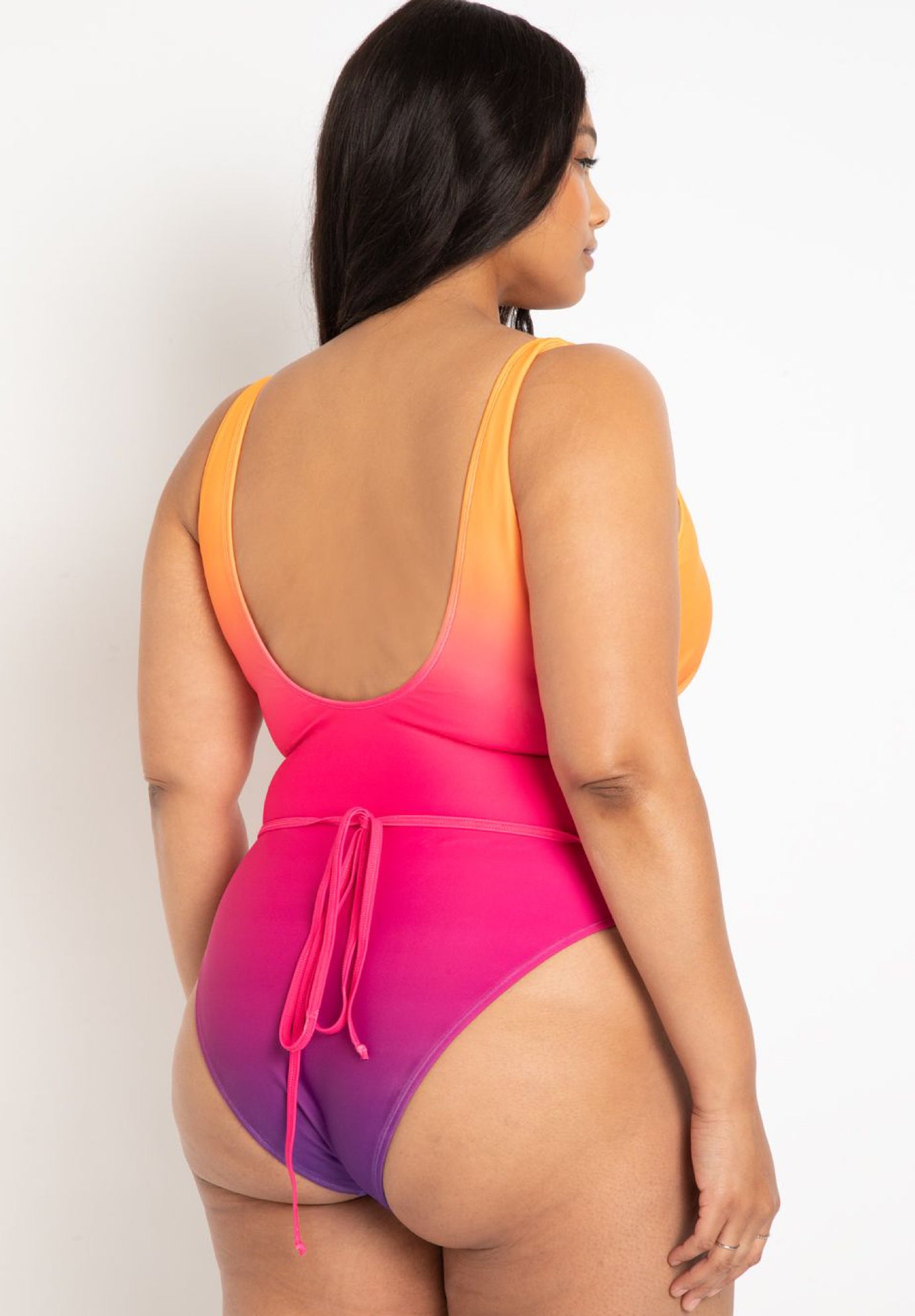 Gabi Fresh Swim x ELOQUII V-Neck Wrap Swimsuit with High Cut Leg image number 2