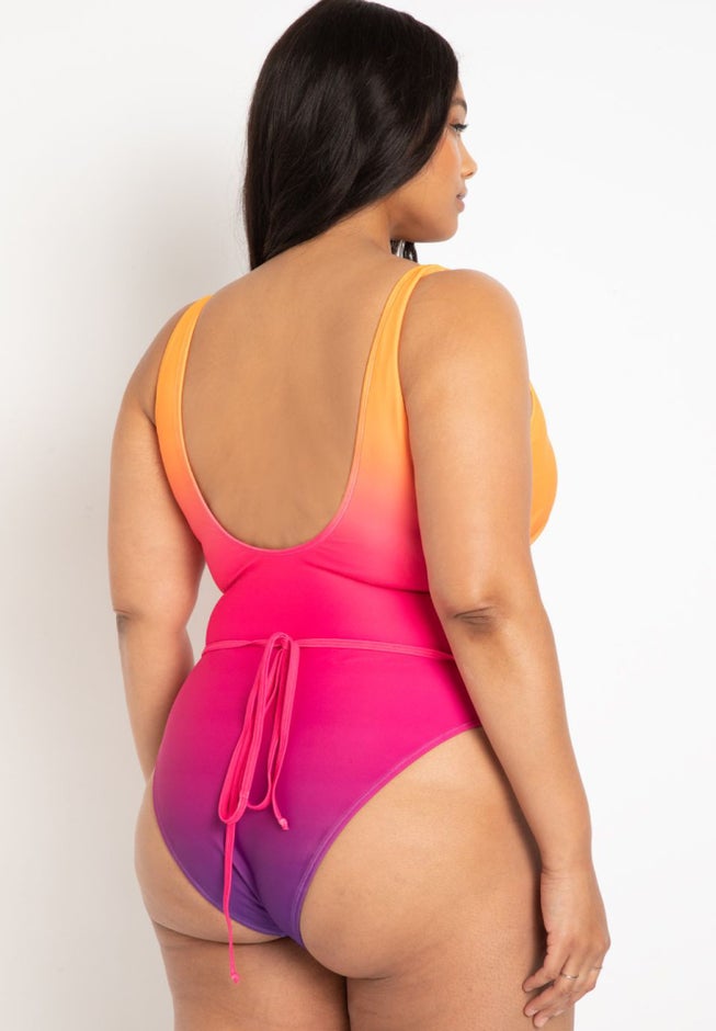 Gabi Fresh Swim x ELOQUII V-Neck Wrap Swimsuit with High Cut Leg image number 2