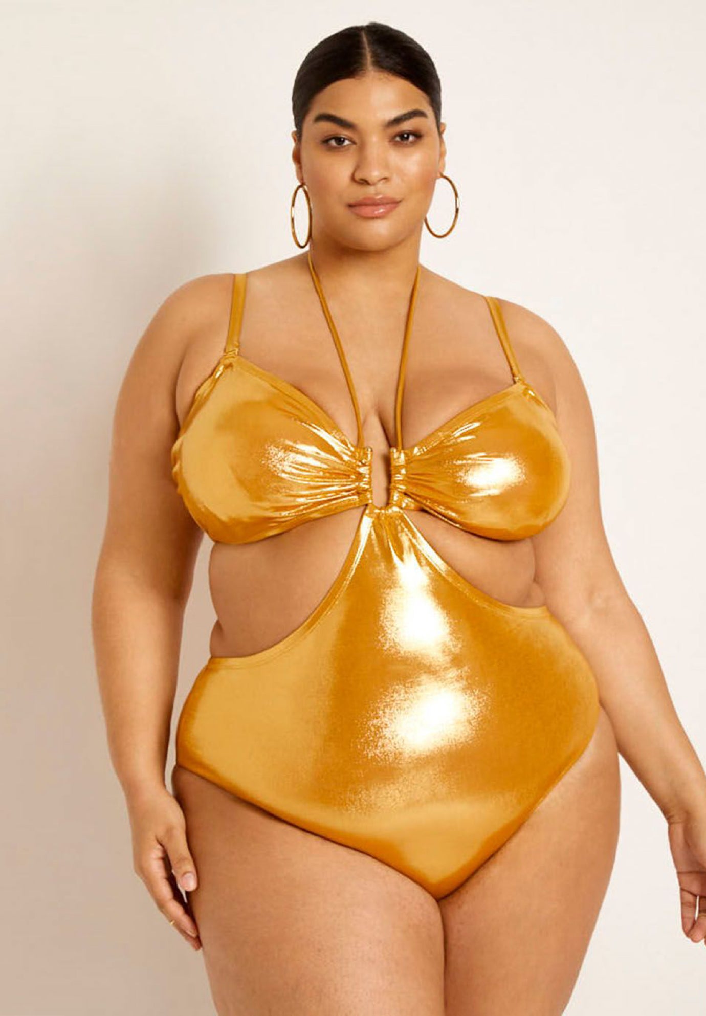 Gabi Fresh Swim x ELOQUII U-Wire Detail Swimsuit with Cutouts image number 1