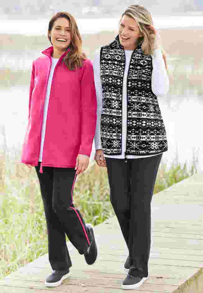 Womens Plus-Size Stretch-Cotton Knit Pull-On Bootcut Side-Stripe Leggings image number 6