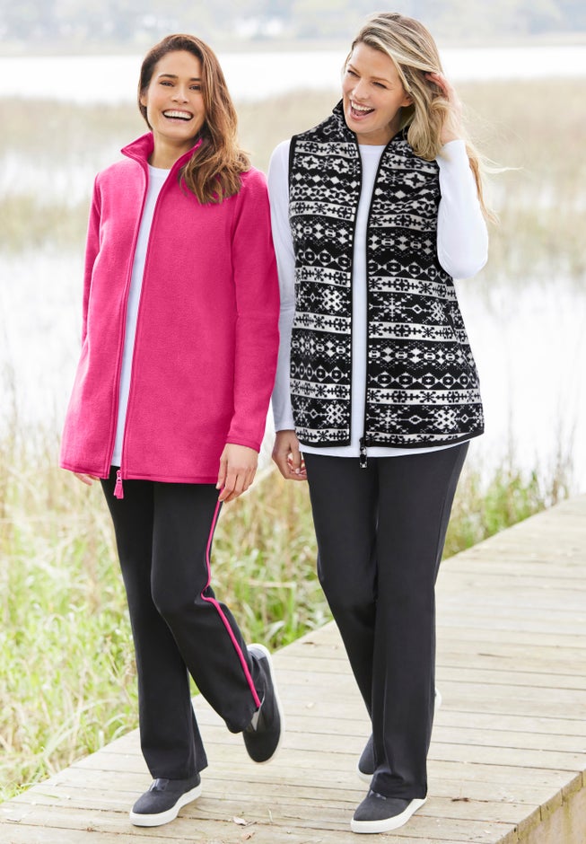 Stretch-Cotton Knit Pull-On Bootcut Side-Stripe Leggings image number 5