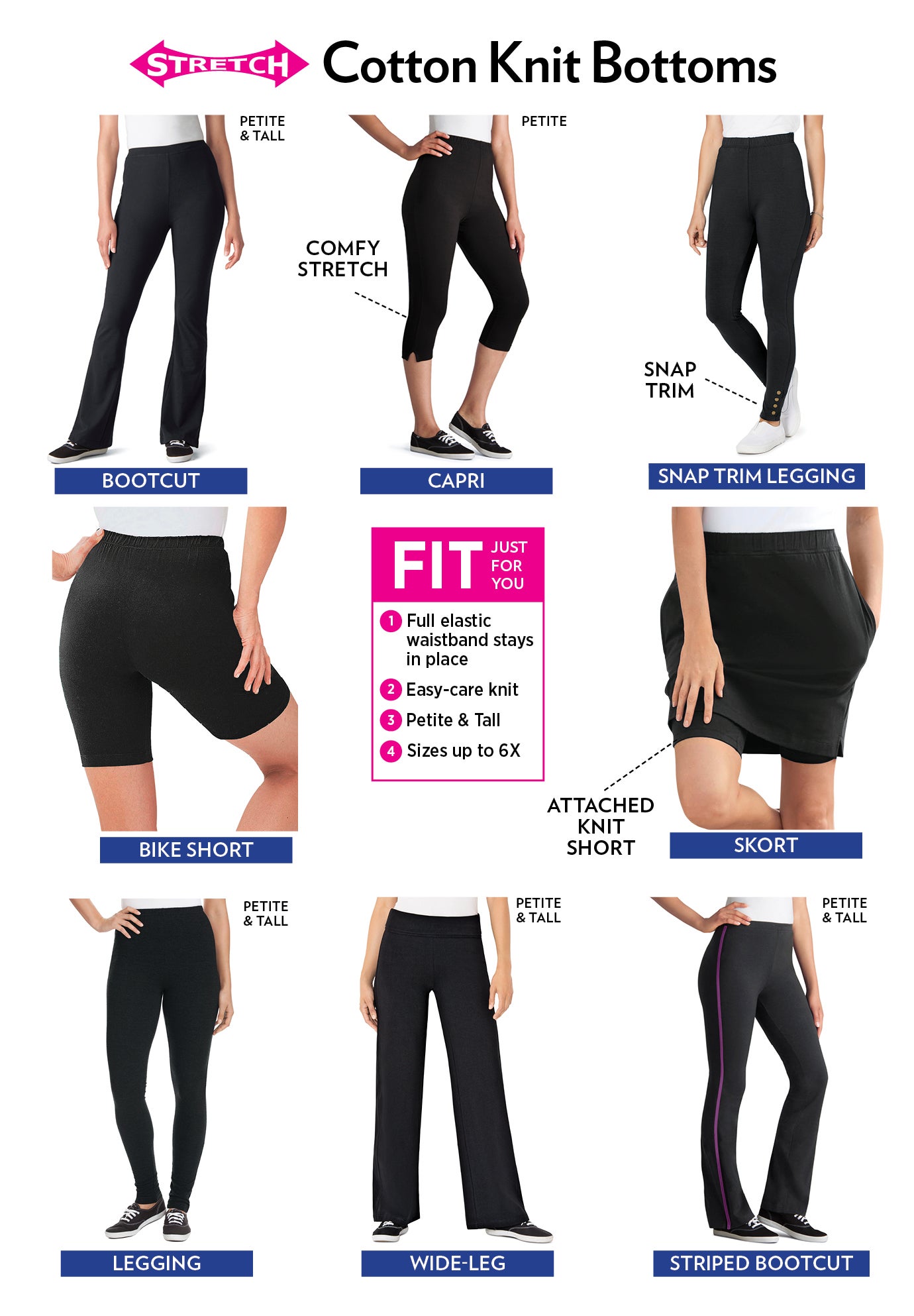 Stretch-Cotton Knit Pull-On Bootcut Side-Stripe Leggings image number 3