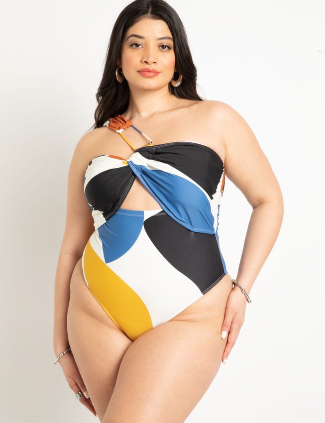 One Shoulder Cutout Detail Swimsuit image number null