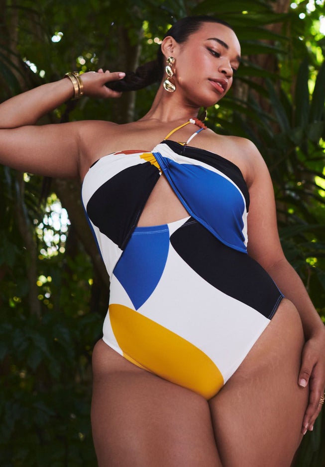 One Shoulder Cutout Detail Swimsuit image number null