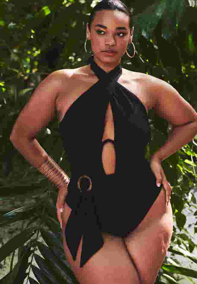 Twist Halter Swimsuit with Underwire Detail image number 0