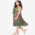 Hand-Crinkled A-Line Dress with Tassel Ties image number null