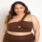 One Shoulder Ruched Tankini Top image number null